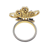 Natural Blue Sapphire Gemstone and Diamond 925 Sterling Silver Ring