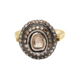Natural Polki Diamond 925 Sterling Silver Gold Plated Handmade Ring