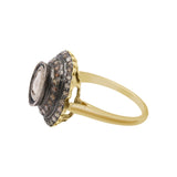Natural Polki Diamond 925 Sterling Silver Gold Plated Handmade Ring