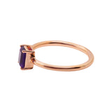 925 Sterling Silver Natural Amethyst Gemstone Rose Gold Plated Ring