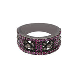 Natural Ruby Gemstone With Diamond 925 Sterling Silver Black Rhodium Plated Ring