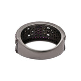 Natural Ruby Gemstone With Diamond 925 Sterling Silver Black Rhodium Plated Ring