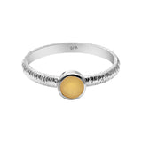 Natural Peach Moonstone 925 Sterling Silver Texture Ring