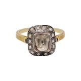Natural Polki Diamond 925 Sterling Silver and Gold Ring