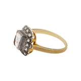 Natural Polki Diamond 925 Sterling Silver and Gold Ring