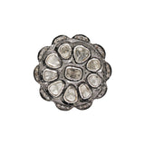 925 Sterling Silver Designer Polki Diamond Black Rhodium Ring