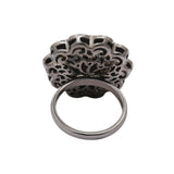 925 Sterling Silver Designer Polki Diamond Black Rhodium Ring