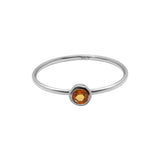 Natural Citrine Round Cut Gemstone 925 Sterling Silver Ring