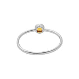 Natural Citrine Round Cut Gemstone 925 Sterling Silver Ring