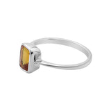 Natural Citrine Rectangle Cut Gemstone 925 Sterling Silver Ring