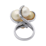 925 Sterling Silver Natural Pearl Ruby Gemstone and Diamond Ring For Her