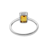 Natural Citrine Rectangle Cut Gemstone 925 Sterling Silver Ring