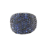 Black Rhodium Plated Natural Blue Sapphire Gemstone 925 Sterling Silver Ring