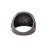 Black Rhodium Plated Natural Blue Sapphire Gemstone 925 Sterling Silver Ring