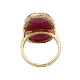 Natural Ruby Gemstone and Diamond 925 Sterling Silver Gold Plated Healing Partywear Ring