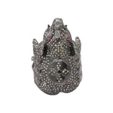 Elephant Ruby and Diamond 925 Silver Black Rhodium Designer Ring