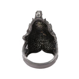 Elephant Ruby and Diamond 925 Silver Black Rhodium Designer Ring
