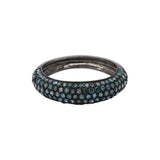 Natural Blue Diamond 925 Sterling Silver Black Rhodium Band Ring