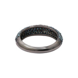 Natural Blue Diamond 925 Sterling Silver Black Rhodium Band Ring