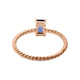 Twisted 925 Silver Natural Blue Sapphire Gemstone Rose Gold Plated Ring