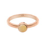 Natural Opal Gemstone Rose Gold Plated 925 Sterling Silver Hammered Ring