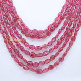 6 Line Natural Ruby Oval Cabochon Spiritual Healing Gemstone Beads Strand 925 Silver Necklace