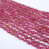 6 Line Natural Ruby Oval Cabochon Spiritual Healing Gemstone Beads Strand 925 Silver Necklace