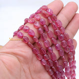 6 Line Natural Ruby Oval Cabochon Spiritual Healing Gemstone Beads Strand 925 Silver Necklace