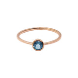 Natural London Blue Topaz Gemstone Rose Gold Plated 925 Sterling Silver Ring