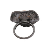 Gorgeous Natural Pearl and Diamond 925 Sterling Silver Black Rhodium Plated Ring