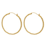 Beaded 925 Sterling silver Gold Plated Round Ball Hoop Earring