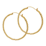Beaded 925 Sterling silver Gold Plated Round Ball Hoop Earring