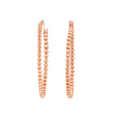Classy 925 Sterling Silver Rose Gold Plated Round Ball Hoop Earring