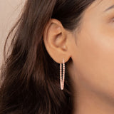 Classy 925 Sterling Silver Rose Gold Plated Round Ball Hoop Earring