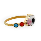 14k Gold Enamel EYE Shaped Beautiful Ring For Womens