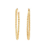 Beaded 925 Sterling silver Gold Plated Round Ball Hoop Earring