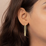 Beaded 925 Sterling silver Gold Plated Round Ball Hoop Earring