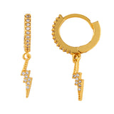 18K Gold Plated Lightning Rainbow Color CZ Earrings