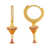 18K Gold Plated Wine Glass Style Rainbow Color CZ Earrings