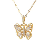 18k Gold Plated Bling Zircon Butterfly Pendant Necklace