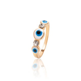 14K Gold Plated Evil Eye And CZ Band Ring