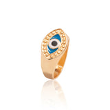 14K Gold Plated Enamel Evil Eye Band Ring For Womens