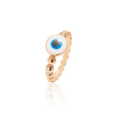 14K Gold Plated Enamel Evil Eye Beaded Band Ring For Womens