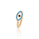 14K Gold Plated Blue, Black And White Pear Shape Enamel Evil Eye Beaded Ring