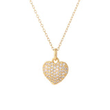 18k Gold Plated Micro Pave CZ Stone Heart Zircon Necklace