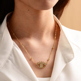 18k Gold Plated CZ Stone Enamel Evil Eye Choker Chain Necklace