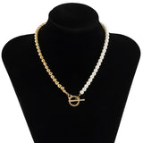 18K Gold Plated Pearl Chain Necklace For Women Gold Beads Choker Necklaces