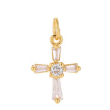 18K Gold Plated Cross CZ Charm Pendant