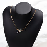 14k Gold Plated Turquoise Inlay Crystal Evil Eye Necklace For Girls And Womens