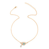 14k Gold Plated Turquoise Inlay Crystal Evil Eye Necklace For Girls And Womens